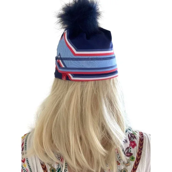 NWT Krimson Klover Mile High HAT Beanie Colorado Removable Pom Pom Blue HTF - Picture 3 of 12